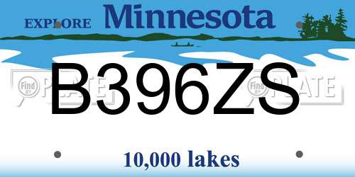 B396ZS Minnesota License Plate