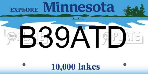B39ATD Minnesota License Plate