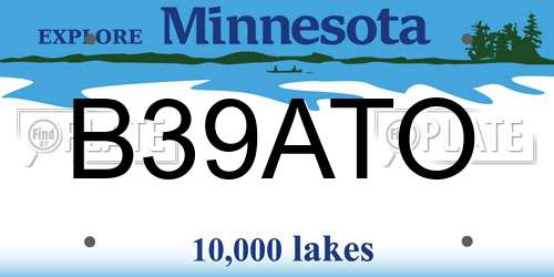 B39ATO Minnesota License Plate