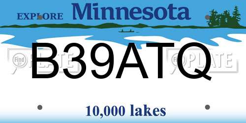 B39ATQ Minnesota License Plate