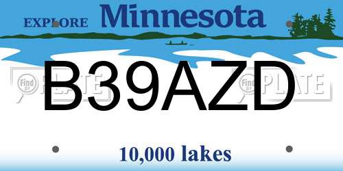 B39AZD Minnesota License Plate