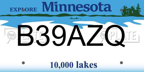 B39AZQ Minnesota License Plate
