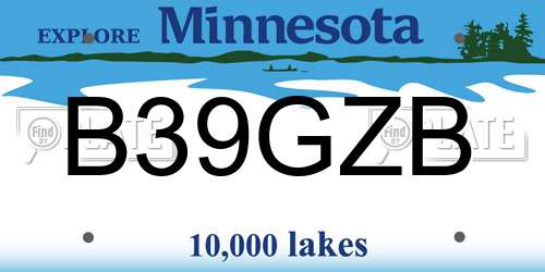 B39GZB Minnesota License Plate