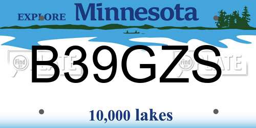 B39GZS Minnesota License Plate