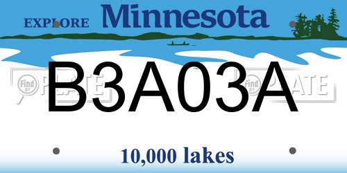 B3A03A Minnesota License Plate