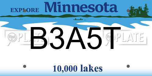 B3A5T Minnesota License Plate
