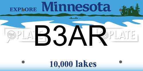 B3AR Minnesota License Plate
