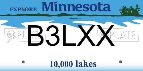 B3LXX Minnesota License Plate