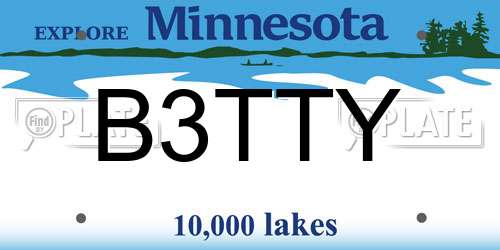 B3TTY Minnesota License Plate