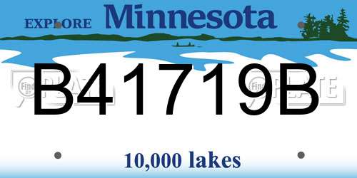 B41719B Minnesota License Plate