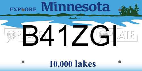 B41ZGI Minnesota License Plate