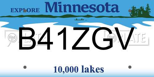 B41ZGV Minnesota License Plate