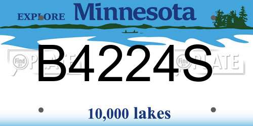 B4224S Minnesota License Plate