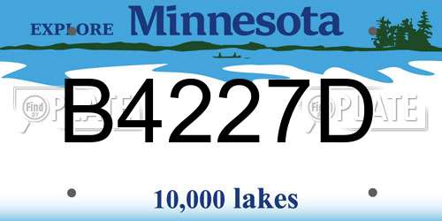 B4227D Minnesota License Plate