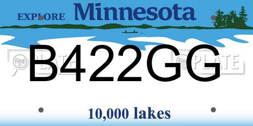 B422GG Minnesota License Plate