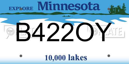 B422OY Minnesota License Plate