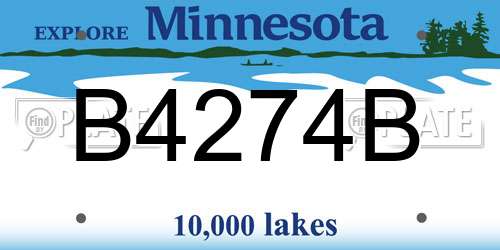 B4274B Minnesota License Plate