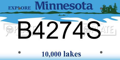 B4274S Minnesota License Plate