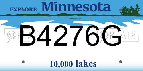 B4276G Minnesota License Plate