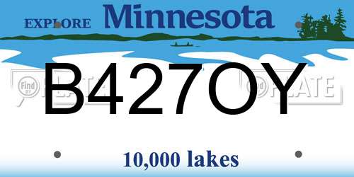 B427OY Minnesota License Plate