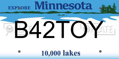 B42TOY Minnesota License Plate