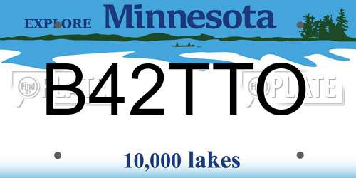 B42TTO Minnesota License Plate
