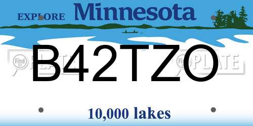 B42TZO Minnesota License Plate