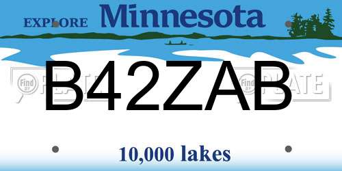 B42ZAB Minnesota License Plate