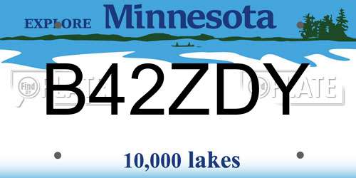 B42ZDY Minnesota License Plate
