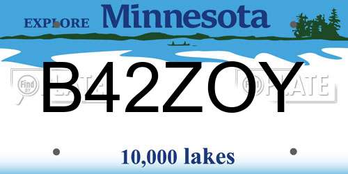 B42ZOY Minnesota License Plate