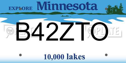 B42ZTO Minnesota License Plate