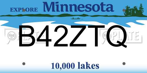 B42ZTQ Minnesota License Plate