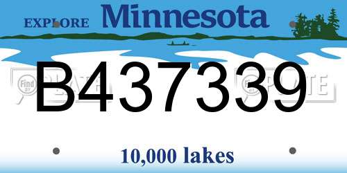 B437339 Minnesota License Plate