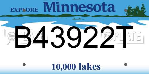 B43922T Minnesota License Plate