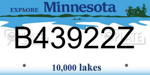 B43922Z Minnesota License Plate