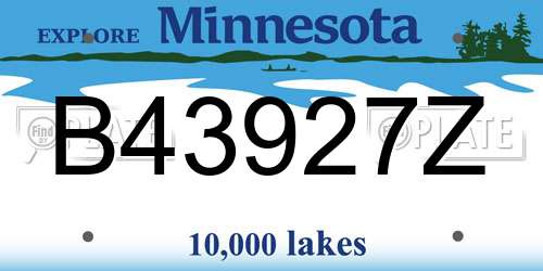 B43927Z Minnesota License Plate