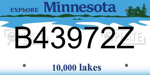 B43972Z Minnesota License Plate