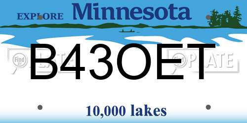 B43OET Minnesota License Plate