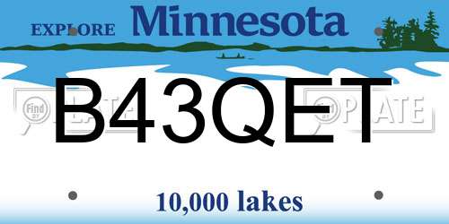 B43QET Minnesota License Plate