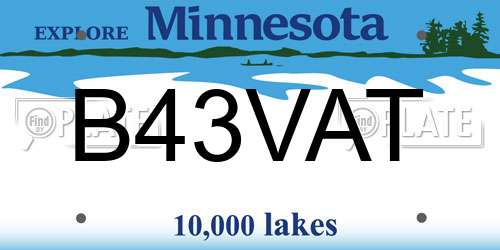 B43VAT Minnesota License Plate