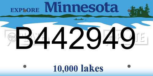 B442949 Minnesota License Plate