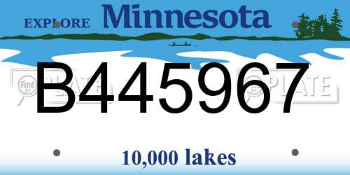 B445967 Minnesota License Plate