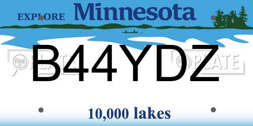 B44YDZ Minnesota License Plate