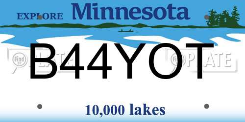 B44YOT Minnesota License Plate