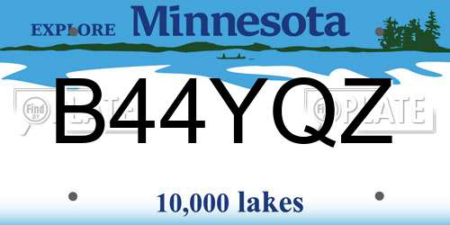 B44YQZ Minnesota License Plate