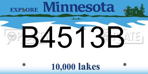B4513B Minnesota License Plate