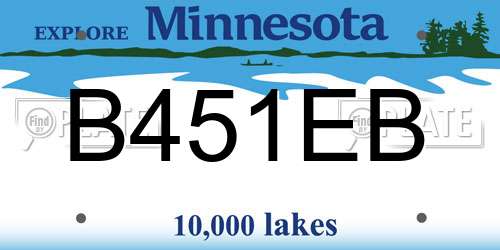 B451EB Minnesota License Plate