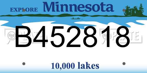 B452818 Minnesota License Plate