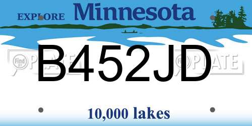 B452JD Minnesota License Plate