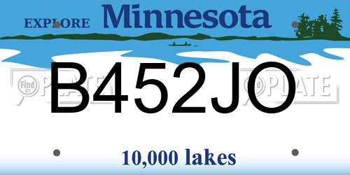 B452JO Minnesota License Plate